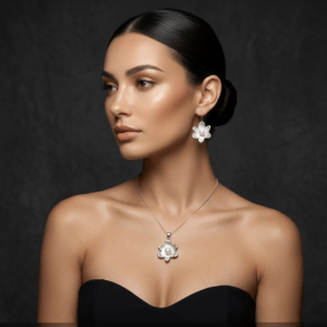 Set Flor de Ensueño Plata 950 con Perla Cultivada